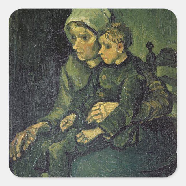 Vincent van Gogh | Mother and Child, 1885 Square Sticker (Front)