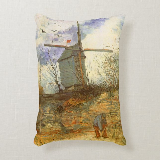 Vincent van Gogh - Moulin de la Galette, Windmill Decorative Cushion (Front(Vertical))