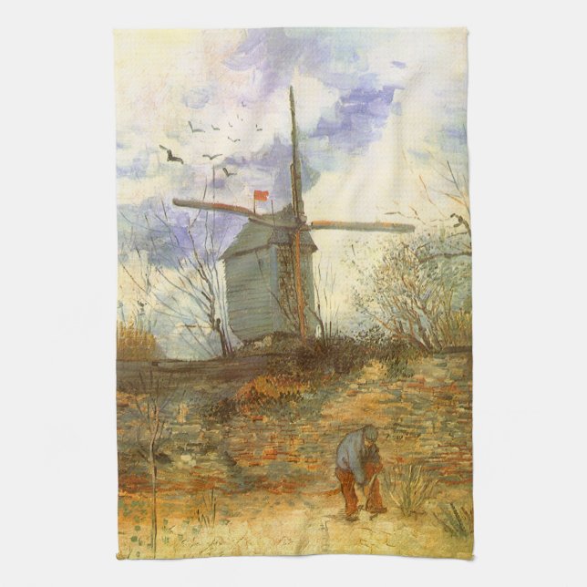 Vincent van Gogh - Moulin de la Galette, Windmill Tea Towel (Vertical)