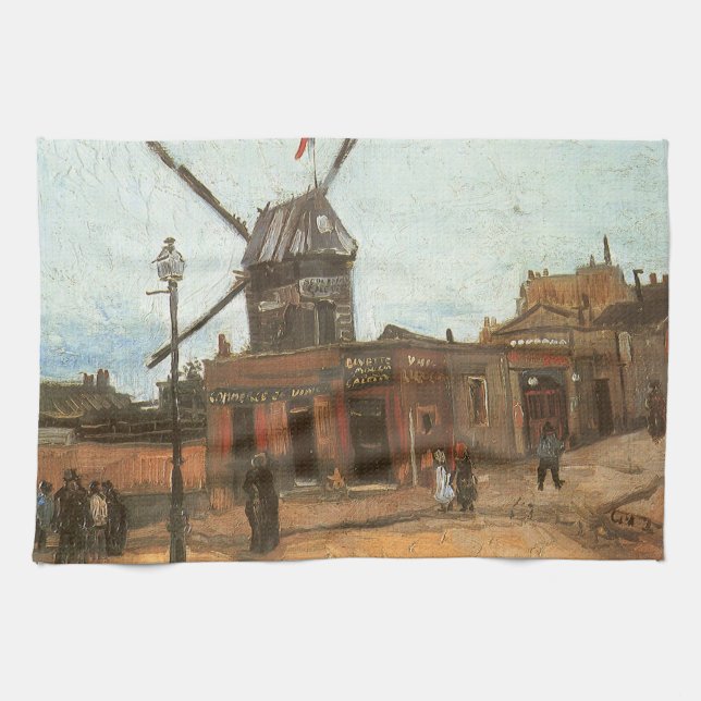 Vincent van Gogh - Moulin de la Galette, Windmill Tea Towel (Horizontal)