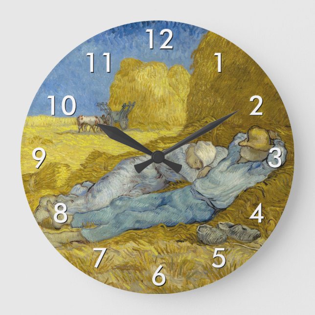 Vincent Van Gogh - Noon, Rest from work / Siesta Large Clock (Front)