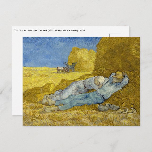 Vincent Van Gogh - Noon, Rest from work / Siesta Postcard (Front/Back)