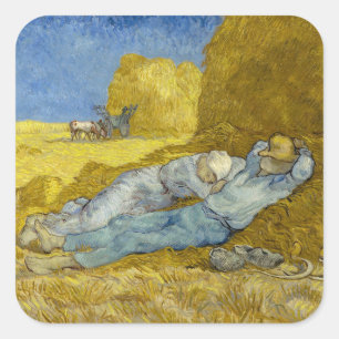 Vincent Van Gogh - Noon, Rest from work / Siesta Square Sticker