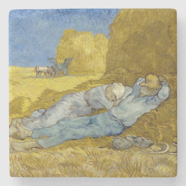 Vincent Van Gogh - Noon, Rest from work / Siesta Stone Coaster (Front)