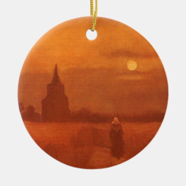 Vincent van Gogh - Old Tower in the Fields Ceramic Tree Decoration (Front)