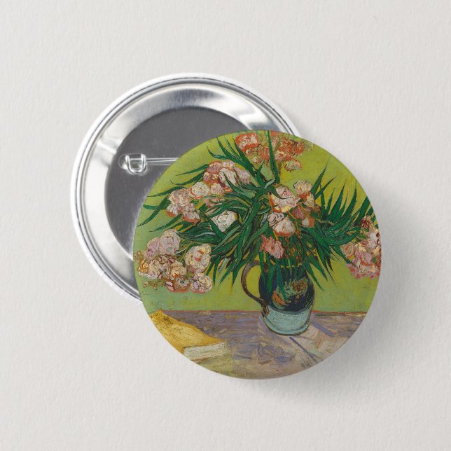 Vincent Van Gogh Oleander flower painting 6 Cm Round Badge (Front & Back)