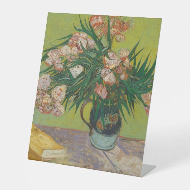 Vincent Van Gogh Oleander flower painting Pedestal Sign (Front)