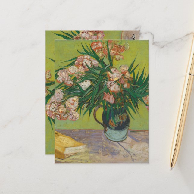 Vincent Van Gogh Oleander flower painting Postcard (Front/Back In Situ)
