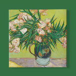 Vincent Van Gogh Oleanders Green Impressionist Faux Canvas Print<br><div class="desc">Beautiful artwork from 1888 by the famous impressionist painter Vincent Van Gogh. This impressionism floral art features Oleander flowers in a vase on a table with yellow books on a nice green print for vintage room decor.</div>