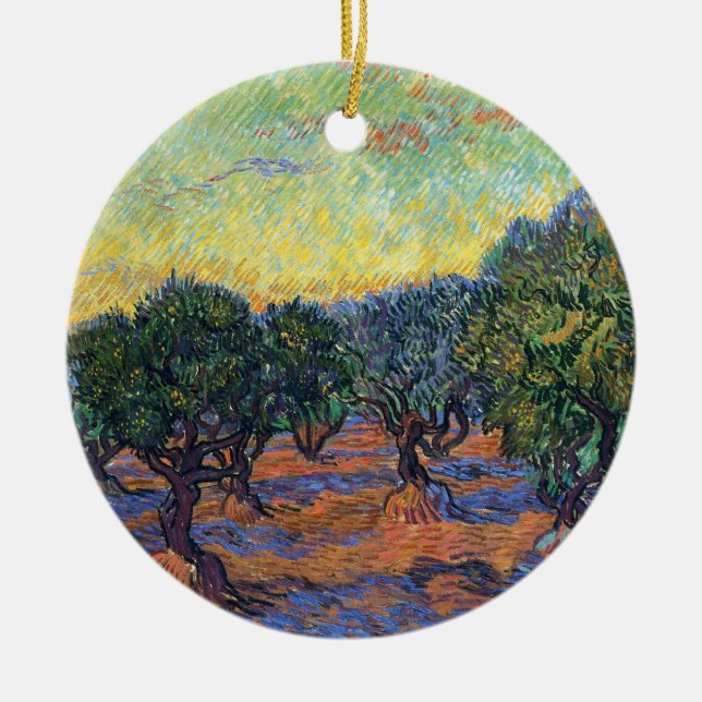Vincent Van Gogh Olive Grove Impressionism Art Ceramic Ornament (Front)