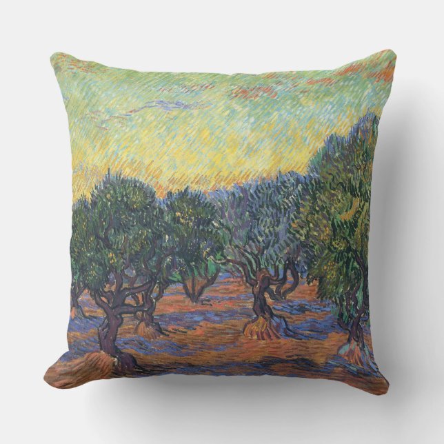 Vincent Van Gogh Olive Grove Impressionism Art Cushion (Front)