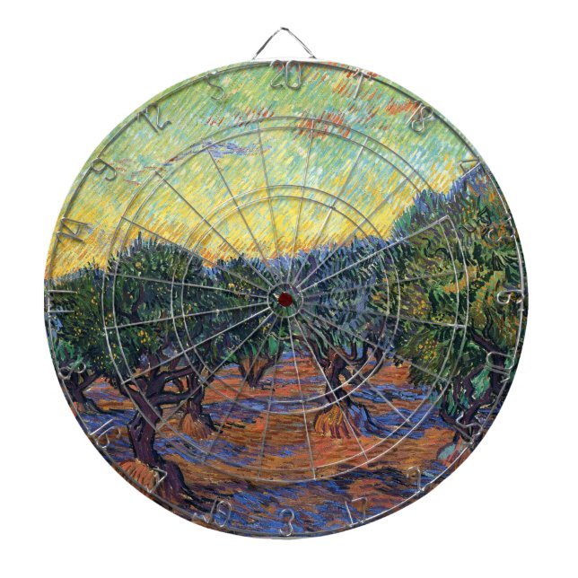 Vincent Van Gogh Olive Grove Impressionism Art Dartboard (Front)