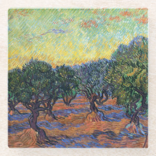 Vincent Van Gogh Olive Grove Impressionism Art Glass Coaster