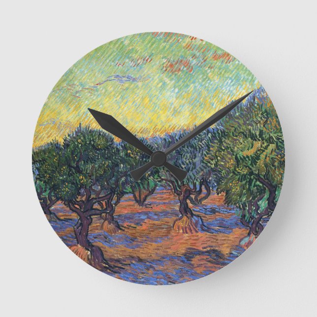 Vincent Van Gogh Olive Grove Impressionism Art Round Clock (Front)