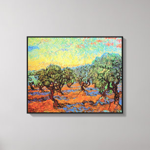 Vincent Van Gogh - Olive Grove with Orange Sky Canvas Print