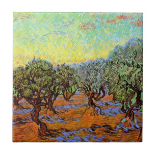 Vincent Van Gogh - Olive Grove with Orange Sky Ceramic Tile