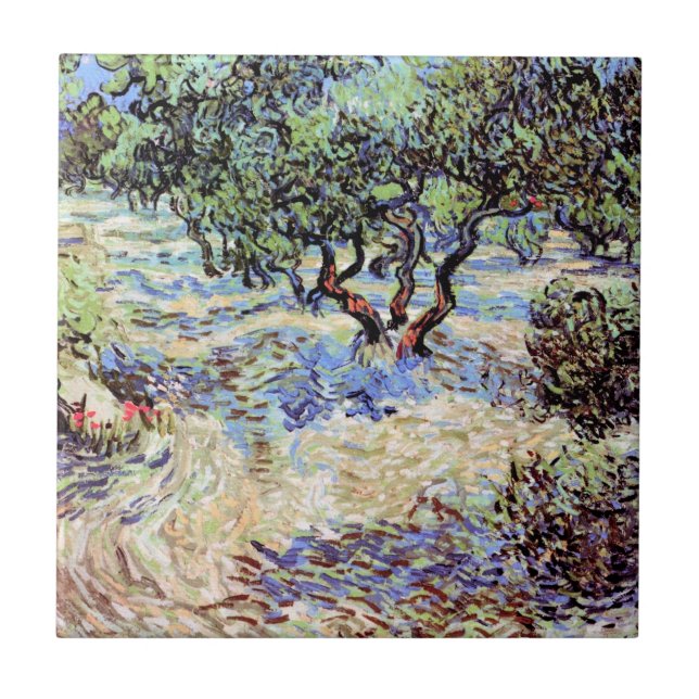 Vincent Van Gogh - Olive Orchard Fine Art Ceramic Tile (Front)