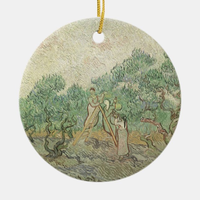 Vincent van Gogh - Olive Picking Ceramic Tree Decoration (Front)