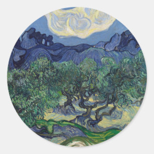 Vincent van Gogh - Olive Trees, Alpilles Mountains Classic Round Sticker