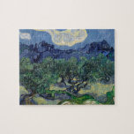 Vincent van Gogh - Olive Trees, Alpilles Mountains Jigsaw Puzzle<br><div class="desc">Olive Trees with the Alpilles in the Background (1889) by Vincent van Gogh is a vintage fine art post impressionism landscape painting featuring an olive tree orchard on a farm with a view of a mountain range in the distance. It is one of over a dozen landscapes of olive trees...</div>