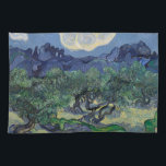 Vincent van Gogh - Olive Trees, Alpilles Mountains Tea Towel<br><div class="desc">Olive Trees with the Alpilles in the Background (1889) by Vincent van Gogh is a vintage fine art post impressionism landscape painting featuring an olive tree orchard on a farm with a view of a mountain range in the distance. It is one of over a dozen landscapes of olive trees...</div>