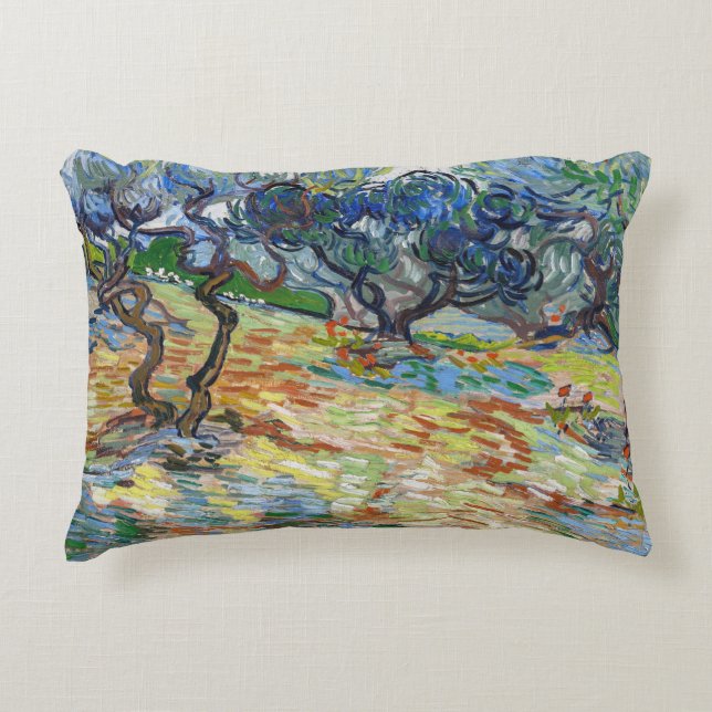 Vincent van Gogh - Olive Trees: Bright blue sky Decorative Cushion (Front)