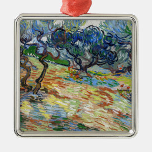 Vincent van Gogh - Olive Trees: Bright blue sky Metal Ornament