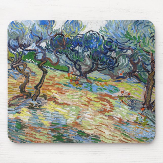 Vincent van Gogh - Olive Trees: Bright blue sky Mouse Pad (Front)
