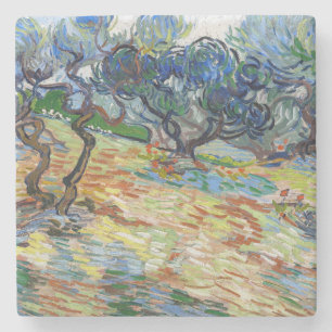 Vincent van Gogh - Olive Trees: Bright blue sky Stone Coaster