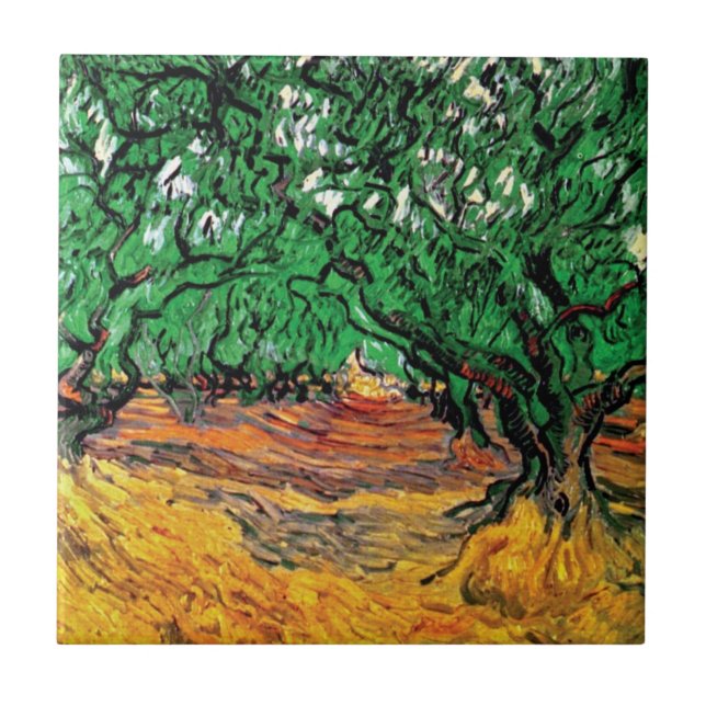 Vincent Van Gogh - Olive Trees Fine Art Ceramic Tile (Front)