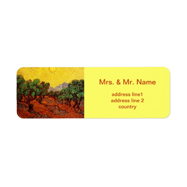 Vincent van Gogh Olive Trees Return Address Label (Front)