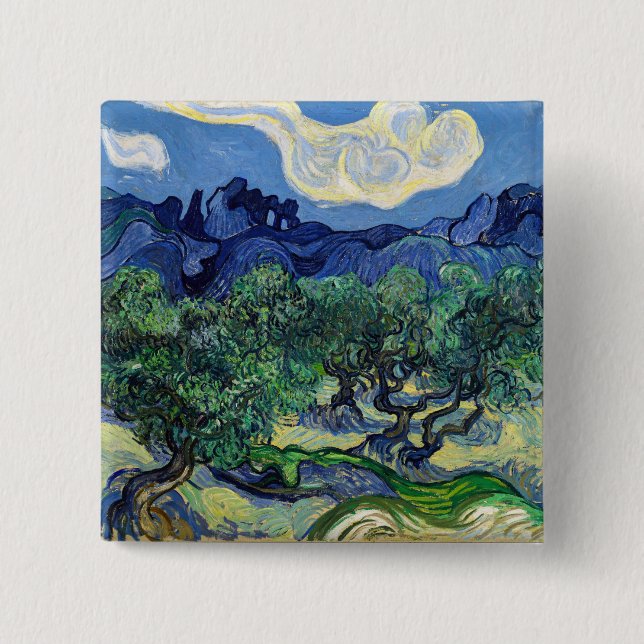 Vincent van Gogh - Olive Trees with the Alpilles  15 Cm Square Badge (Front)