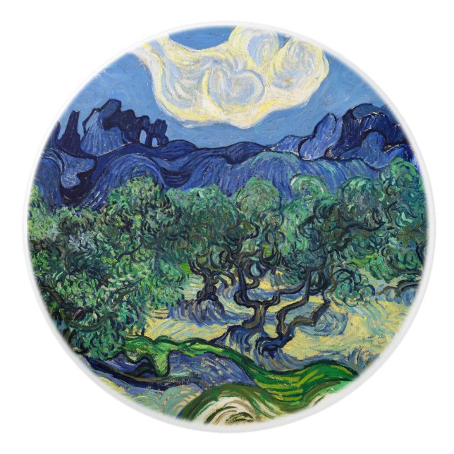Vincent van Gogh - Olive Trees with the Alpilles  Ceramic Knob (Front)