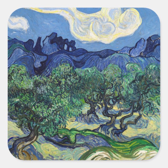 Vincent van Gogh - Olive Trees with the Alpilles Square Sticker (Front)