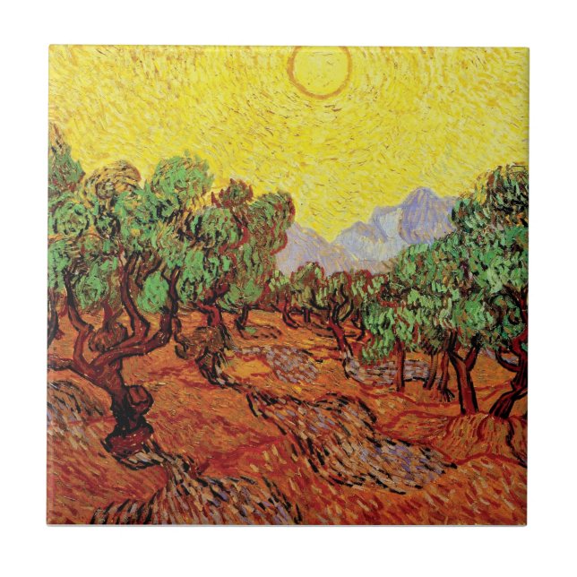 Vincent Van Gogh - Olive Trees With Yellow Sky Ceramic Tile (Front)
