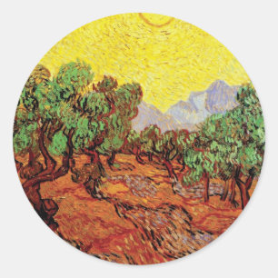 Vincent Van Gogh - Olive Trees With Yellow Sky Classic Round Sticker