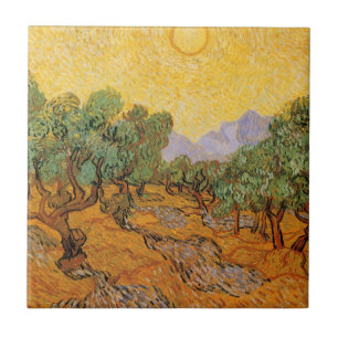 Vincent van Gogh - Olive Trees, Yellow Sky and Sun Ceramic Tile