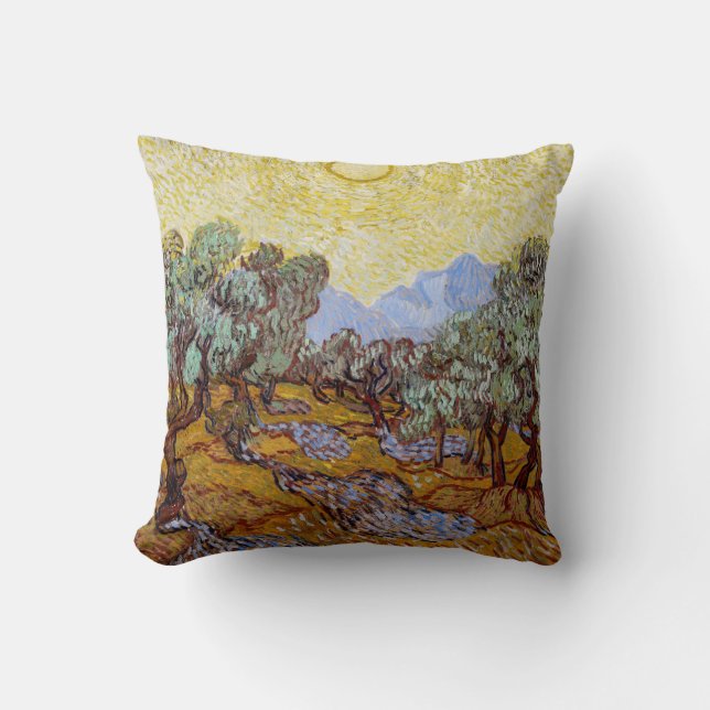 Vincent van Gogh - Olive Trees, Yellow Sky and Sun Cushion (Front)