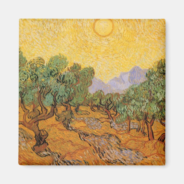 Vincent van Gogh - Olive Trees, Yellow Sky and Sun Magnet (Front)
