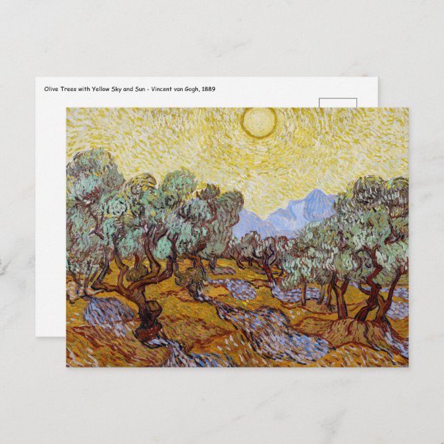 Vincent van Gogh - Olive Trees, Yellow Sky and Sun Postcard (Front/Back)