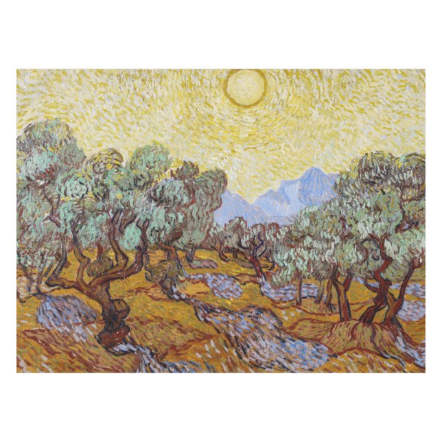 Vincent van Gogh - Olive Trees, Yellow Sky and Sun Tablecloth (Front (Horizontal))
