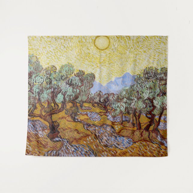 Vincent van Gogh - Olive Trees, Yellow Sky and Sun Tapestry (Front (Horizontal))