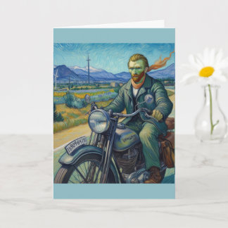 Vincent Van Gogh on a motorcycle Greeting Card