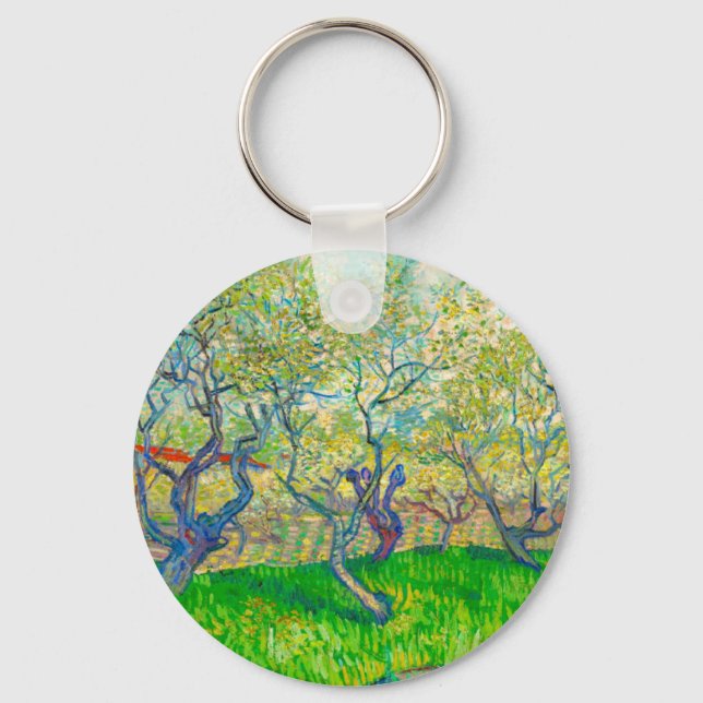 Vincent van Gogh Orchard in Blossom Key Ring (Front)