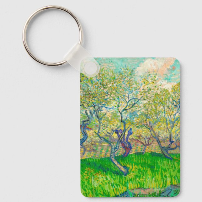Vincent van Gogh Orchard in Blossom Key Ring (Front)