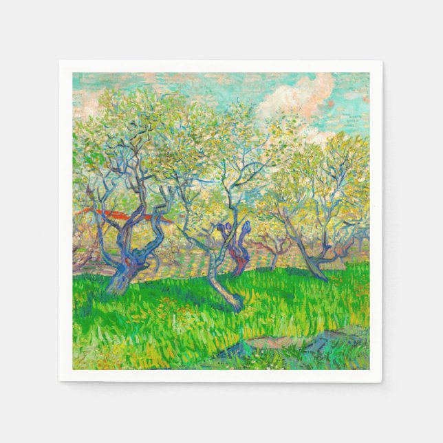 Vincent van Gogh Orchard in Blossom Napkin (Front)