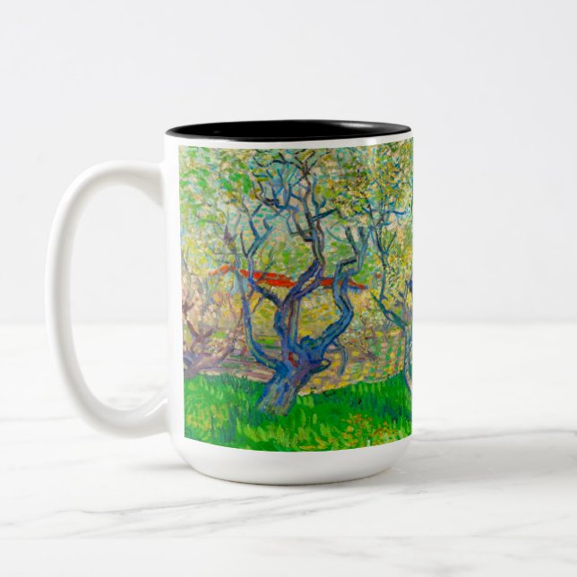 Vincent van Gogh Orchard in Blossom Two-Tone Coffee Mug (Left)
