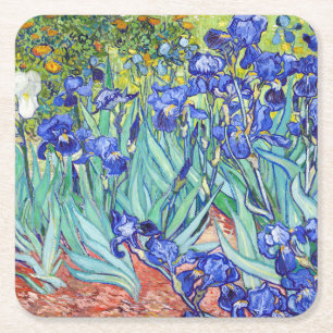 Vincent Van Gogh painting Irises Square Paper Coaster