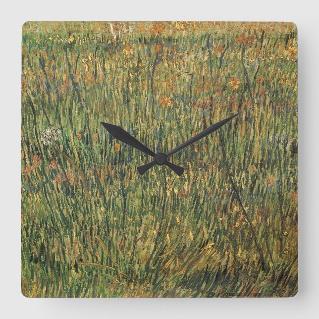 Vincent van Gogh - Pasture in Bloom Square Wall Clock (Front)