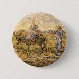 Vincent van Gogh - Peasant Couple Going to Work 6 Cm Round Badge